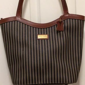 Striped Leather Shoulder Bag